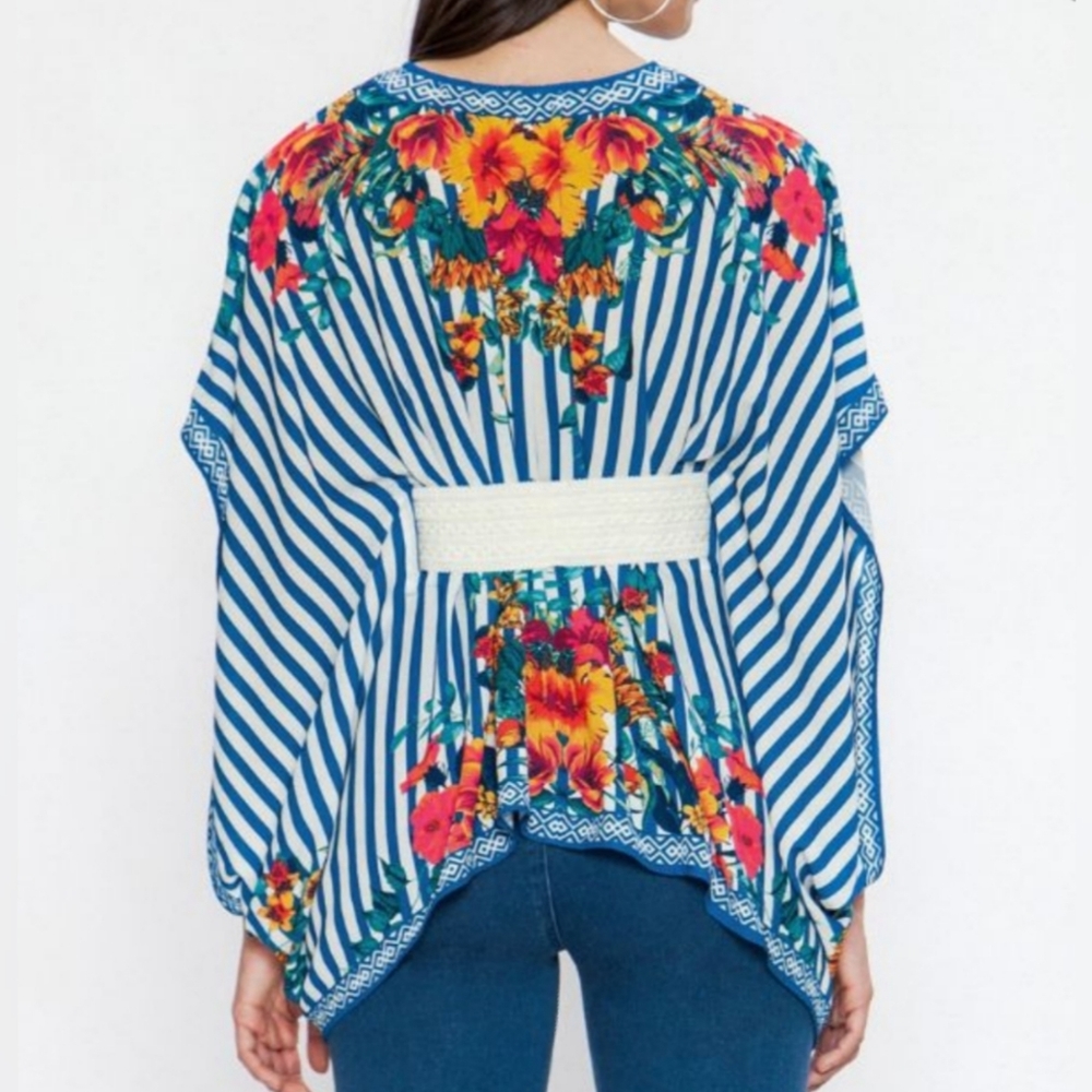 Beautiful Striped Floral Print Top small - Picture 2 of 3